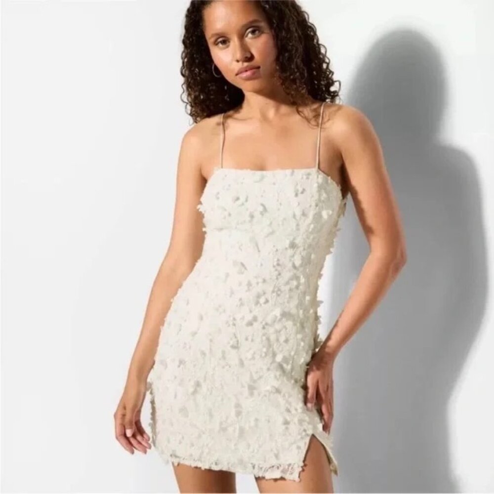Women's Floral Applique Mini Bodycon Dress - Wild Fable™ White XL